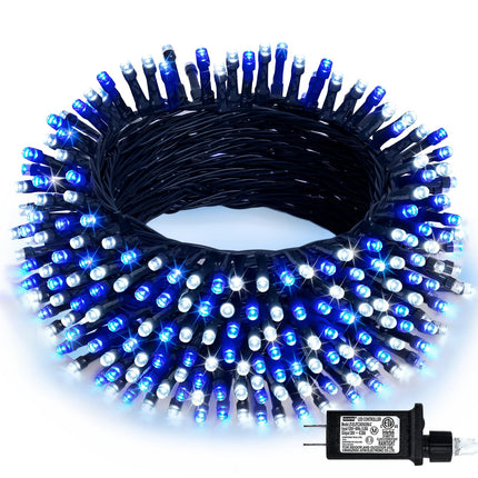 JMEXSUSS 66ft 200 LED Blue and White Christmas Lights, Outdoor Christmas String Lights Plug in, Expandable Christmas Lights for Tree Outside Party Home Decorations