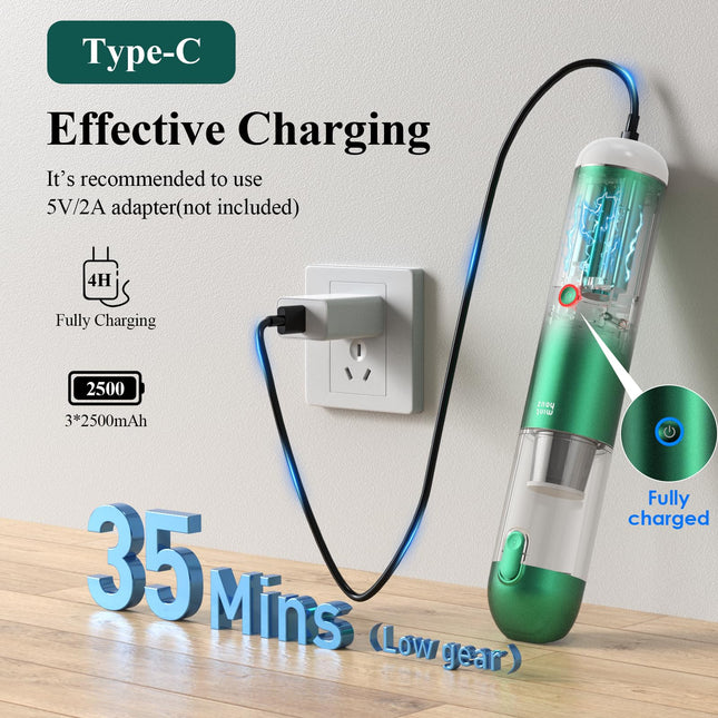 Minthouz 17000Pa Handheld Vacuum 120W Rechargeable Cordless Car Vacuum Cleaner With Ledsos Light For Car Home Keyboard