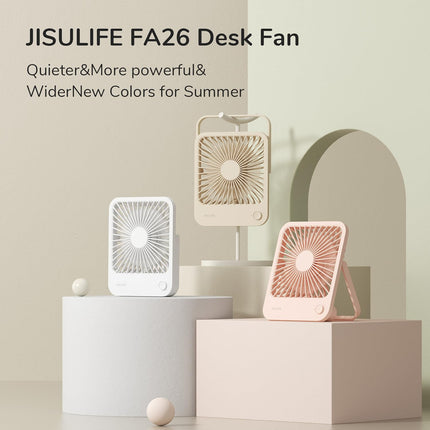 Jisulife Desk Fan Battery Operated Small Fan，180° Foldable Portable Fan, 4 Speeds Adjustable Ultra Quiet For Home Office Travel