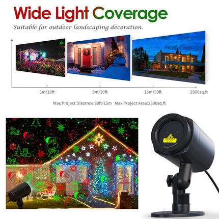Christmas Projector Lights Outdoor, Waterproof with Remote,16 Patterns Christmas Lights Projector, Timer, Red and Green Xmas Landscape Spotlight Suitable for Garden Christmas Decor Indoor Home Party