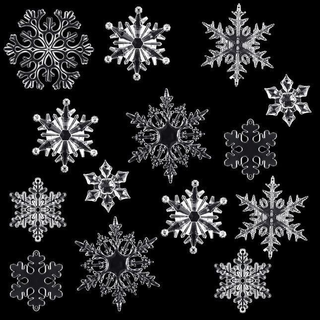 54 Pieces 7 Types Acrylic Snowflake Decorations Clear Christmas Snowflake Ornaments Crystal Xmas Snowflakes for Christmas Tree Winter Party Hanging Decoration