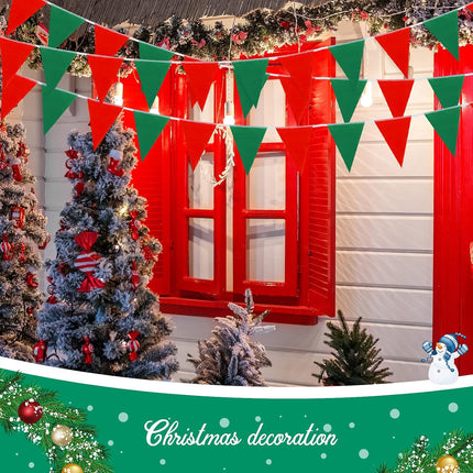165 ft Christmas Pennant Banner Christmas Decorations Party Decoration Red and Green Pennant Banner Triangle Flag Banner for Christmas Outdoor Indoor Decoration Birthday Party