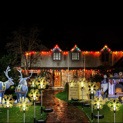 VIHOSE 12 Pcs Solar Christmas Snowflake Pathway Lights LED Landscape Lights Decorative Stake Figurine Lights Waterproof Warm White Christmas Solar Stake Lights for Xmas Outdoor Patio Garden Yard Decor