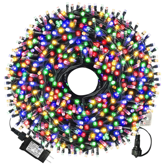 XTF2015 105ft 300 LED Christmas String Lights, End-to-End Plug 8 Modes Christmas Lights - UL - Outdoor Indoor Fairy Lights Christmas Tree, Patio, Garden, Party, Wedding, Holiday (Multicolor)
