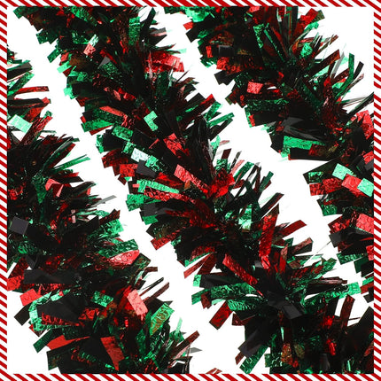 26.2 Feet Kwanzaa Garland Holiday Decoration Metallic Tinsel Twist Garland Black History Month Tinsel Artificial Garland for Kwanzaa Party Decorations, Red, Green and Black