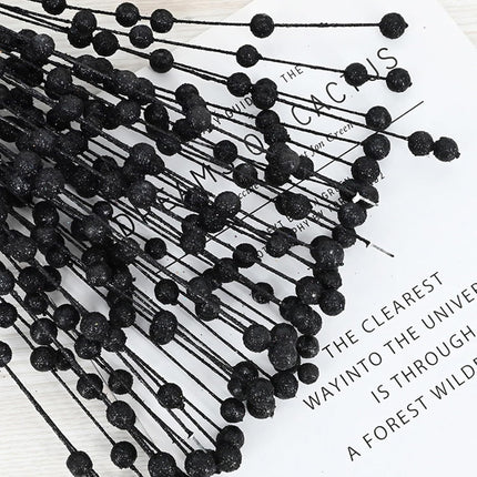 20 PCS Black Glitter Christmas Picks for Vases DIY Wreath Home Decor, Artificial Glitter Berry Stems Ornaments Fake Xmas Decorative Sticks (Black)