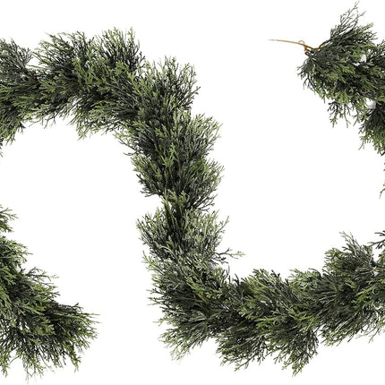 RECUTMS Artificial Christmas Garland 1pcs Fake Vines Ivy Greenery Stiff Green Leaves Plants Table Garland Decor Faux Hanging Plastic Plant for Indoor Outdoor Home Party Wall Mantle (Green H)