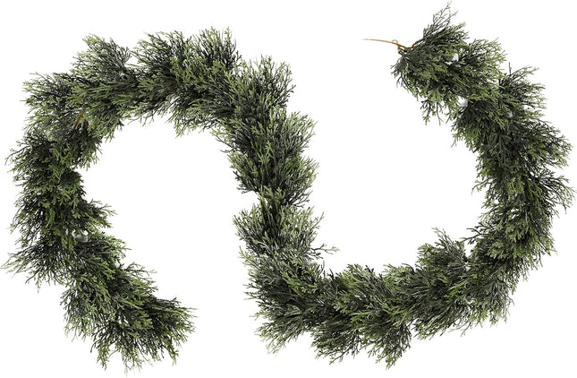 RECUTMS Artificial Christmas Garland 1pcs Fake Vines Ivy Greenery Stiff Green Leaves Plants Table Garland Decor Faux Hanging Plastic Plant for Indoor Outdoor Home Party Wall Mantle (Green H)
