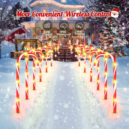 Christmas Decorations Outdoor, AHAORIGIN 12 Pack Solar Candy Cane Lights Christmas Yard Decorations Outside with 10 Modes and Bright 72 LED, 28ft Longer Waterproof Solar Christmas Pathway Lights