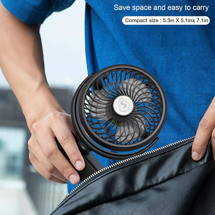 Portable Camping Fan, Small Tent Fan With Hanging Hook, 40 Working Hours Rechargeable Usb Battery Fan With Led Lights For Desk