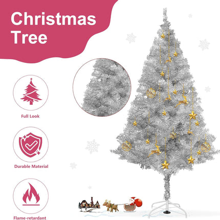 Arthas 6' Ft Tinsel Christmas Tree for Home Décor Xmas Holiday Seasonal Sparking Gorgeous Folding Artificial Christmas Tree (Silver)