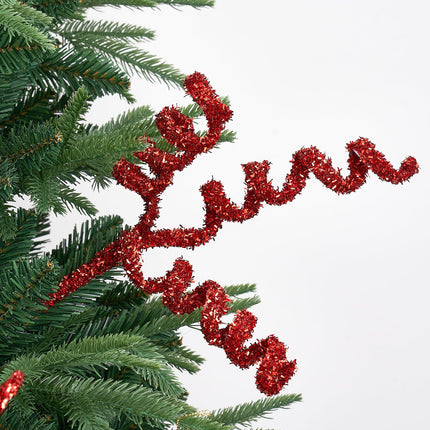 Christmas Tree Picks Curly Sprays 17 inches Set of 6 Red Xmas Tree Topper Christmas Ornaments Decorations