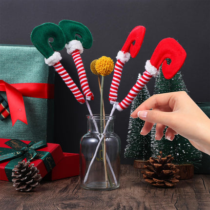 2Pairs Christmas Elf Legs Picks, 10 Inch Christmas Tree Ornaments, Elf Feet with Fixed Wire Striped Plush Stuffed Legs Tree Decorations for Christmas Tree Party Xmas Holiday Decor