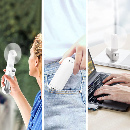 Mini Handheld Fan, Portable Fan 3 In 1 2000Mah, Battery Operated Fan With Led Display As Phone Holder, Hand Fan Usb Rechargeable