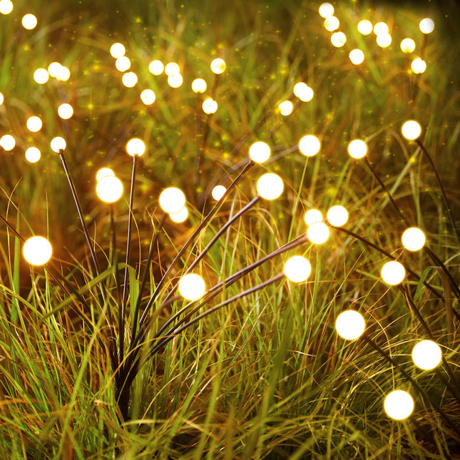 Solar Christmas Outdoor Decoration - 4 Pack 48 LED Swaying Solar Pathway Lights with 2 Lighting Mode, Waterproof Solar Christmas Walkway Lights, Christmas Decoration for Outside Yard Lawn, Warm White