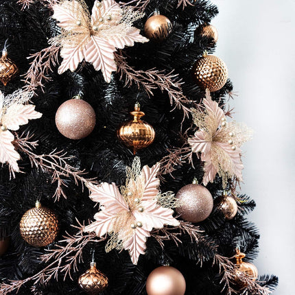 KI Store Rose Gold Glitter Christmas Garland 6-Foot Pack of 3 for Christmas Tree Decoration Wreath Front Door Table Centerpiece Car Decor