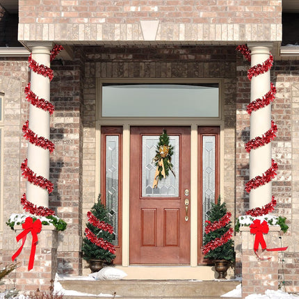39.4 Feet Christmas Tinsel Garland Metallic Twist Garland Shiny Hanging Garland Ornaments for Christmas Tree Party Supplies Indoor and Outdoor Decoration(Red)