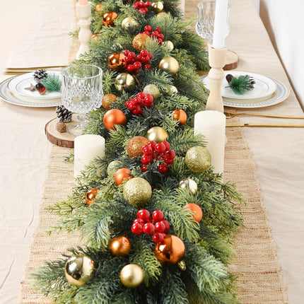 Pine Christmas Garland, 6Ft Christmas Greenery Garland Realistic Cedar Garland Cypress Garland for Holiday Mantel Fireplace Table Centerpiece Decor