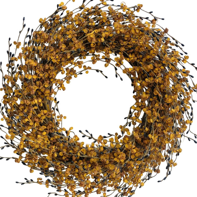 Idyllic 18 Inch Yellow Berries Leaves Wreath for Front Door, All-Season Wreath for Indoor and Outdoor