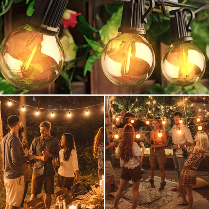 Outdoor String Lights,55FT Shatterproof LED Patio Lights with 30 Dimmable Plastic G40 Bulbs,2200K Waterproof Hanging Lights String,Connectable Outside Lights for Backyard,Cafe,Porch,Deck,E12 Base