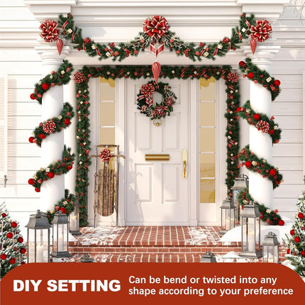 55 Feet Christmas Garland - 3 Stands Artificial Evergreen Garland Soft Greenery Garland Set for DIY Christmas Decoration, Non-Lit Indoor Outdoor Garlands for Stair Railing/Mantle/Holiday/Party Decor