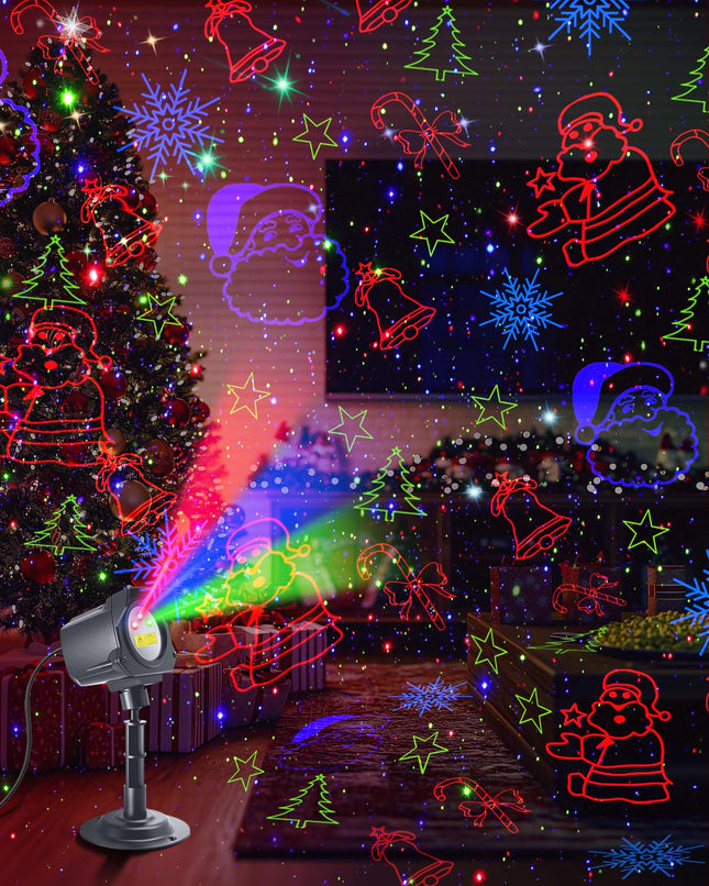 Laser Christmas Projector Lights Outdoor, 3 Color Laser Light Projector with Christmas Decorative Patterns, Waterproof, Indoor Holiday Decoration, Christmas , Home Decor, Party, Garden(Matte Gray)