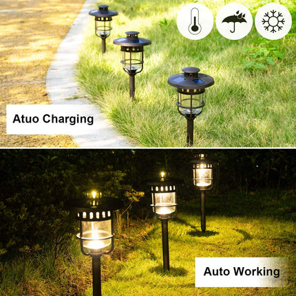 Solpex 6 Pack Solar Path Lights Outdoor, Glass And Bronze Finished, High Lumen Output 2 Bright Leds Light, Waterproof Automatic