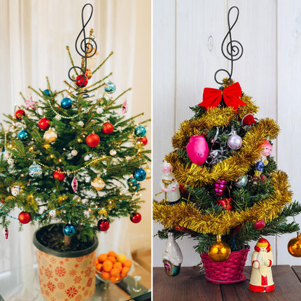 Lenwen Christmas Tree Topper 6.5 Inch Treble Clef Mini Tree Topper Christmas Musical Tree Topper Small Black Wire Tree Topper for Music Themed Christmas Tree Decorations Party Supplies
