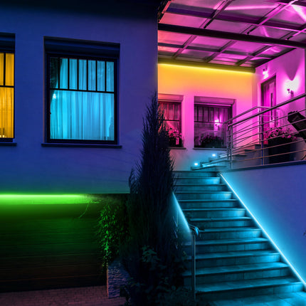 Outdoor Led Strip Lights Waterproof 32.8ft, Color Changing Led Light Strips with Remote, App Control, Music Sync RGB Led Strip Lights Outside IP68 Led Rope Lights for Roof Party Accessories