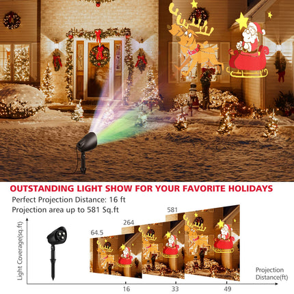 Tangkula Christmas Santa Claus on Sleigh Projector Light, Rotating LED Projection Lamp with 60° Adjustable Angle, Outdoor Landscape Decorative Lighting for Christmas, Holiday, Party, Garden, Patio