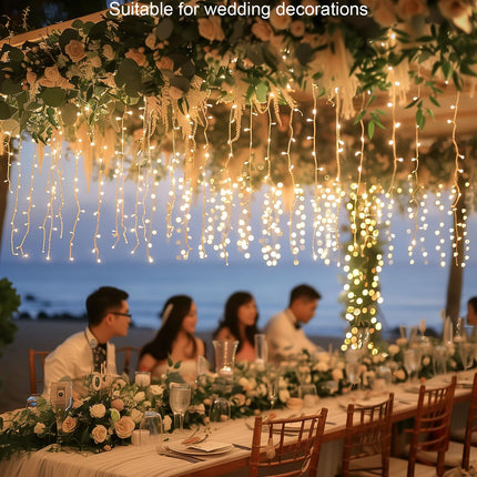 Minetom Icicle Lights for Outside, 66Ft 736 LED Warm White Christmas Lights with 138 Drops, Icicle Christmas Lights Outdoor with Remote and Timer, Christmas Lights for House Roof, Warm White