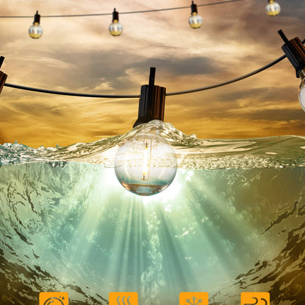 Brightown Outdoor String Lights with Remote, 38Ft(28+10) Patio Lights Outdoor Waterproof, String Lights for Outside with 15 Shatterproof LED Bulbs, Hanging Lights for Porch Balcony Bistro Cafe