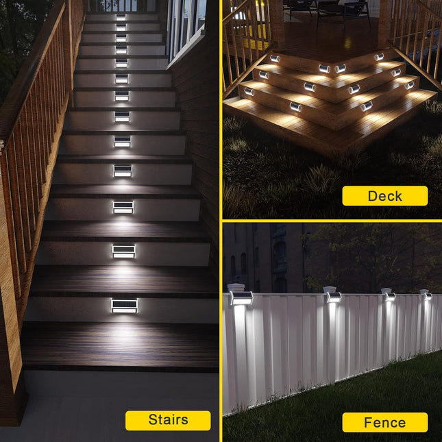 Roshwey Solar Lights Outdoor 6 Pack 30 Led Deck Lights Solar Powered Waterproof Outside Stair Lights Fence Post Lamp Outdoor