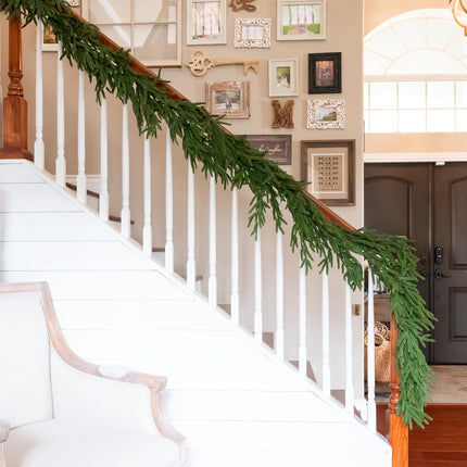 72" Real Touch Norfolk Pine Garland, 6ft Christmas Garland for Mantle, Faux Cedar Garland Realistic, Garlands for Decoration Christmas, Christmas Greenery Garland, Staircase Garland