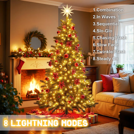 8 Modes Christmas String Lights Battery Operated Christmas Lights with Timer 16.4Ft2 Total 100LED 33Ft Waterproof Fairy Lights Outdoor Indoor for Christmas Decor, Warm White, 2-Pack