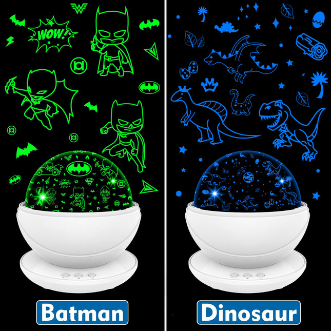 Batman Night Light Projector for Kids Dinosaur Toys for Boys, Superman Baby Night Light for Christmas Birthday , 360 Degree Rotation, Party Festival Decor
