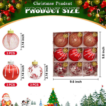 3.14 Inch Red Silk Christmas Ball Ornaments, 9 Pcs Satin Christmas Tree Hanging Ornaments Wreath Garland Decor Xmas Balls for Home, Holiday, Wedding, Xmas Hanging Decorations