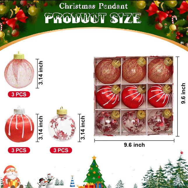 3.14 Inch Red Silk Christmas Ball Ornaments, 9 Pcs Satin Christmas Tree Hanging Ornaments Wreath Garland Decor Xmas Balls for Home, Holiday, Wedding, Xmas Hanging Decorations