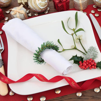 24PCS Pine Needle Wreath Napkin Rings,Christmas Green Napkin Ring Candle Ring,Mini Christmas Wreath for Pillar Candle Christmas Holiday Table Decoration
