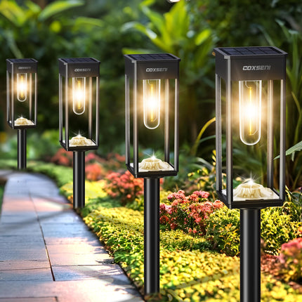 Solar Lights Outdoor Pathway 8Pack, Bright Solar Pathway Lights Outdoor Waterproof, Pathway Lights Solar Powered IP65, Solar Walkway Lights Outdoor Path Lighting for Landscape Yard(Warm White)