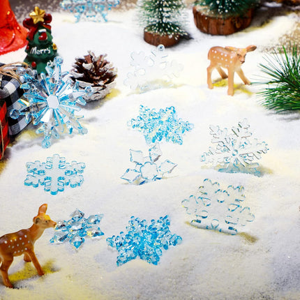 Dilunave 40 Pieces Christmas Snowflake Ornaments Christmas Tree Decorations Acrylic Crystal Snowflakes Christmas Snowflakes Decorations Snowflake Winter Xmas Ornament for Christmas Tree(Blue)
