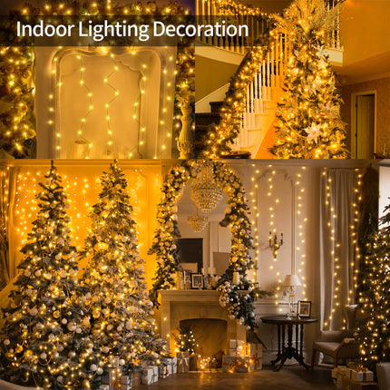 262FT 800 LED Christmas Lights Outdoor String Lights 8 Modes & Timer Twinkle Fairy Lights Plug in Waterproof LED String Lights for Xmas Yard Tree Patio Wedding Holiday Party Decorations (Warm White)