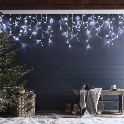 gresonic Icicle String Lights 200 LEDs,16.4ft with 40 Drops Waterproof Indoor Outdoor Connectable Lights Plug in for Christmas Birthday Party Backdrops Gazebo Decorations(Cool White)