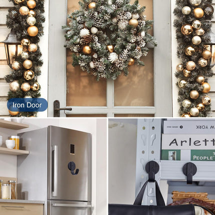 Front Door Wreath Hanger - 2 Magnetic Hooks & 1 Pack 14-Inch Long Hook for Holiday Decor, Versatile for Christmas, Easter, Spring Indoor and Outdoor Use