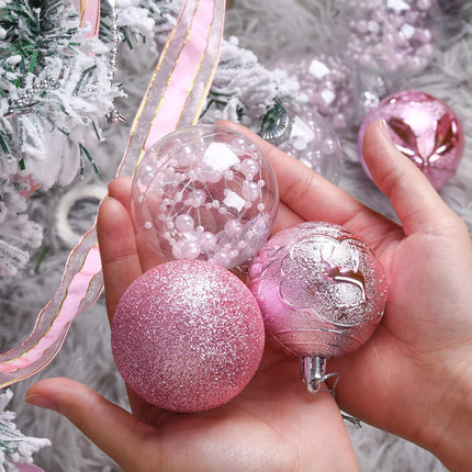 Christmas Tree Ornaments Pink: Christmas Decorations Shatterproof Xmas Balls Ornament Decor, 60mm / 2.36 inches, Set of 34pcs