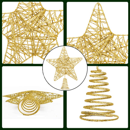 DERAYEE Christmas Tree Star Topper Decoration, Glittered Treetop Christmas Tree Decoration Seasonal Décor