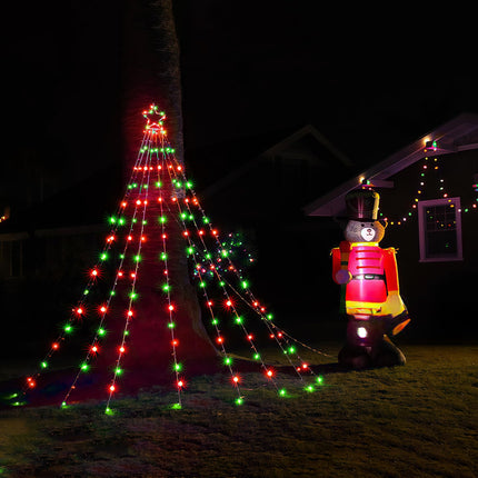 BlcTec Outdoor Christmas Decorations, 352 LED Christmas Star Lights with 9 Strands 11.7ft Waterfall Christmas Tree Lights, 8 Modes, Waterproof, Timer for Yard Patio Xmas Décor, Flowing Red and Green
