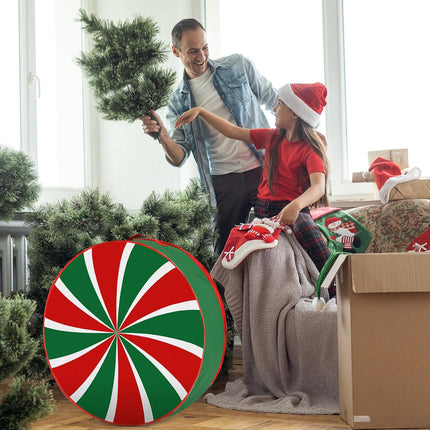 4 Pack Red Green Christmas Wreath Storage Bags Round Lollipop Christmas Tree Storage Container with Clear Window, Dual Zipper and Handles Xmas Artificial Wreath Box for Home(36 Inch)