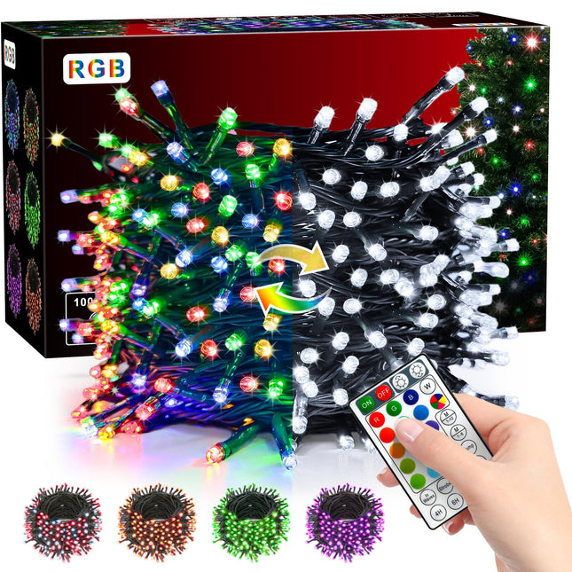 Voolex RGB Christmas Lights 200 Led 66Ft, Decorative Led Color Changing Lights with 24 Modes Remote Control - Waterproof Indoor Outdoor Led Christmas String Lights for Tree, Christmas Decor