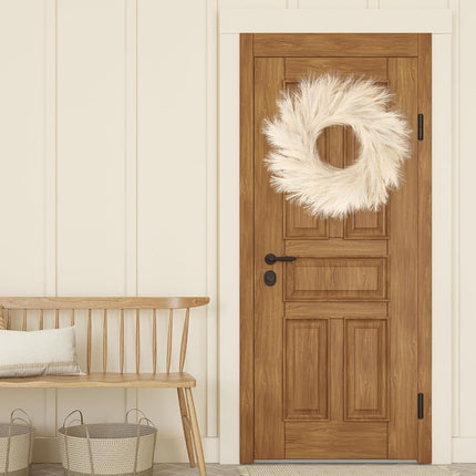 Sggvecsy Pampas Grass Wreath 26’’ Faux Pampas Wreath for All Seasons Artificial Pampas Wreath Christmas Decor Boho Wall Decor for Front Door Farmhouse Fall Autumn Xmas Spring Wreath Decoration (Biege)